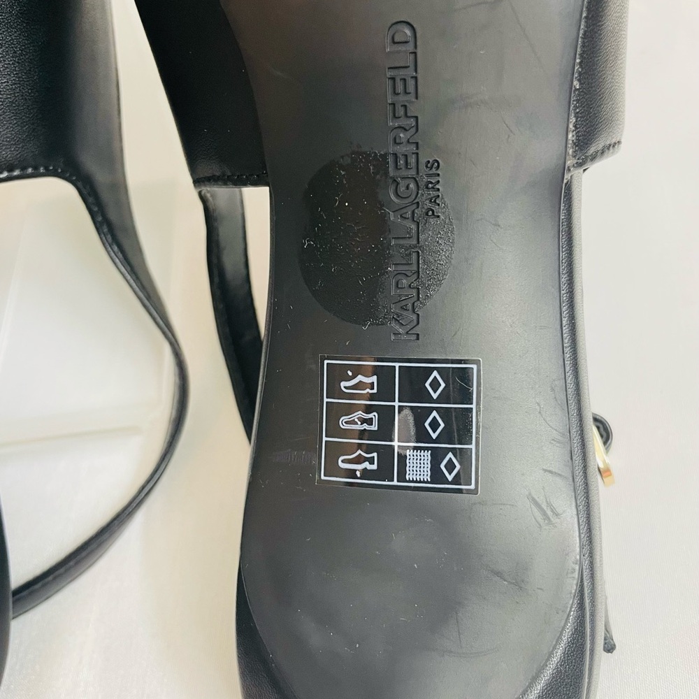 Karl Lagerfeld Paris Heels Black logo charms Size US 9 M - Picture 10 of 10